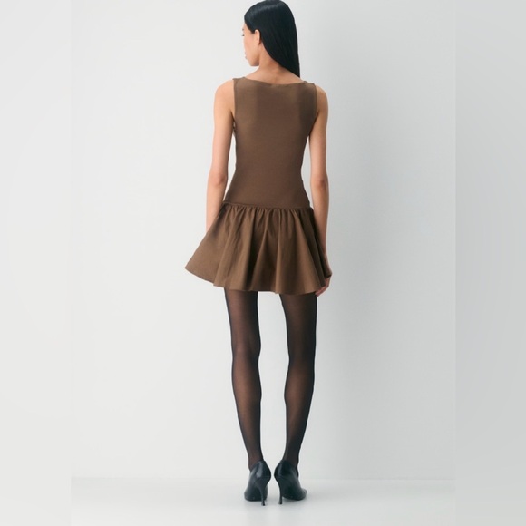 Aritzia Babaton Segment Poplin Dress Cello Brown Size Medium - Picture 3 of 12